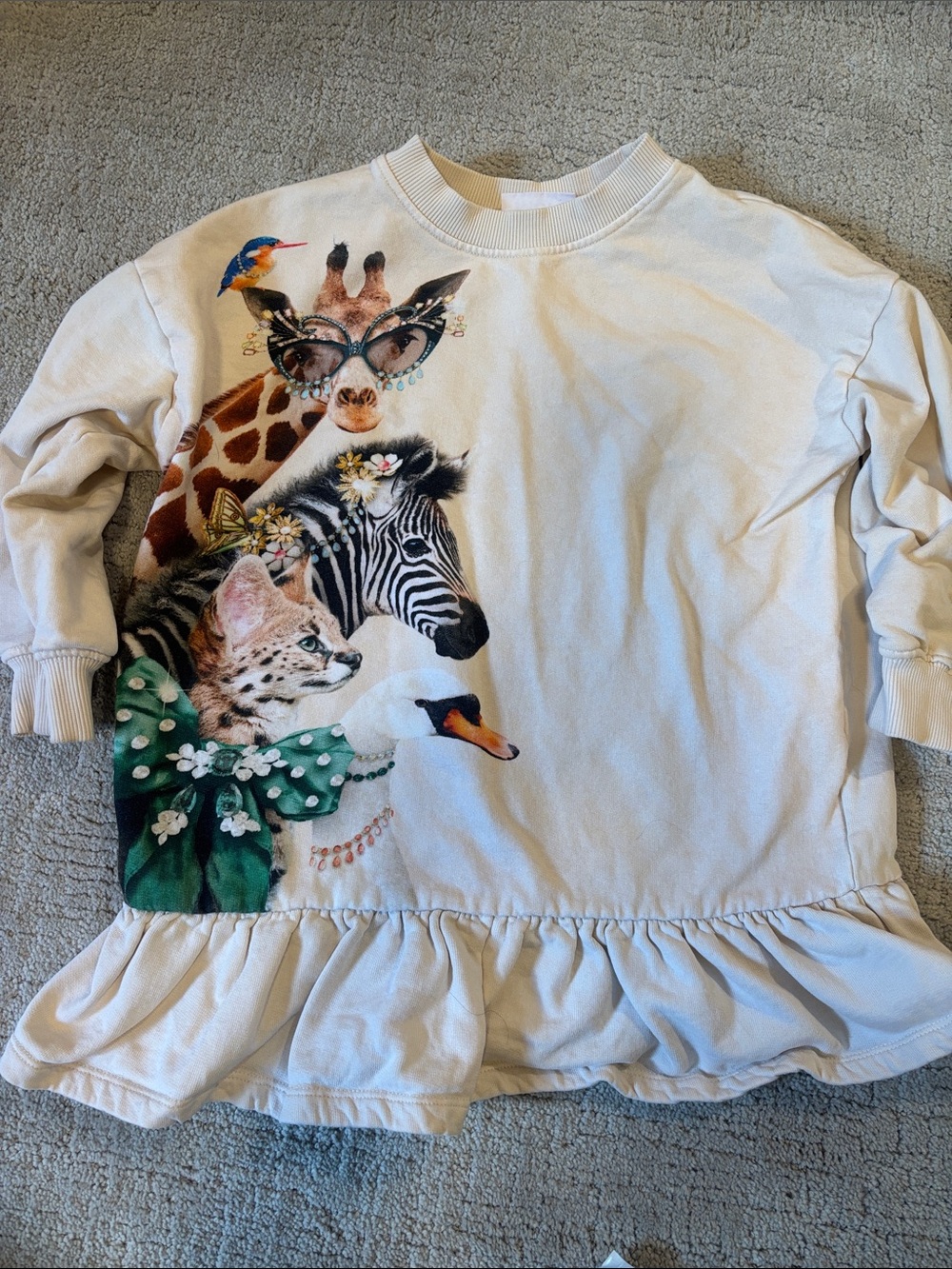 Molo Cream Sweatshirt with Colorful Animal Collage